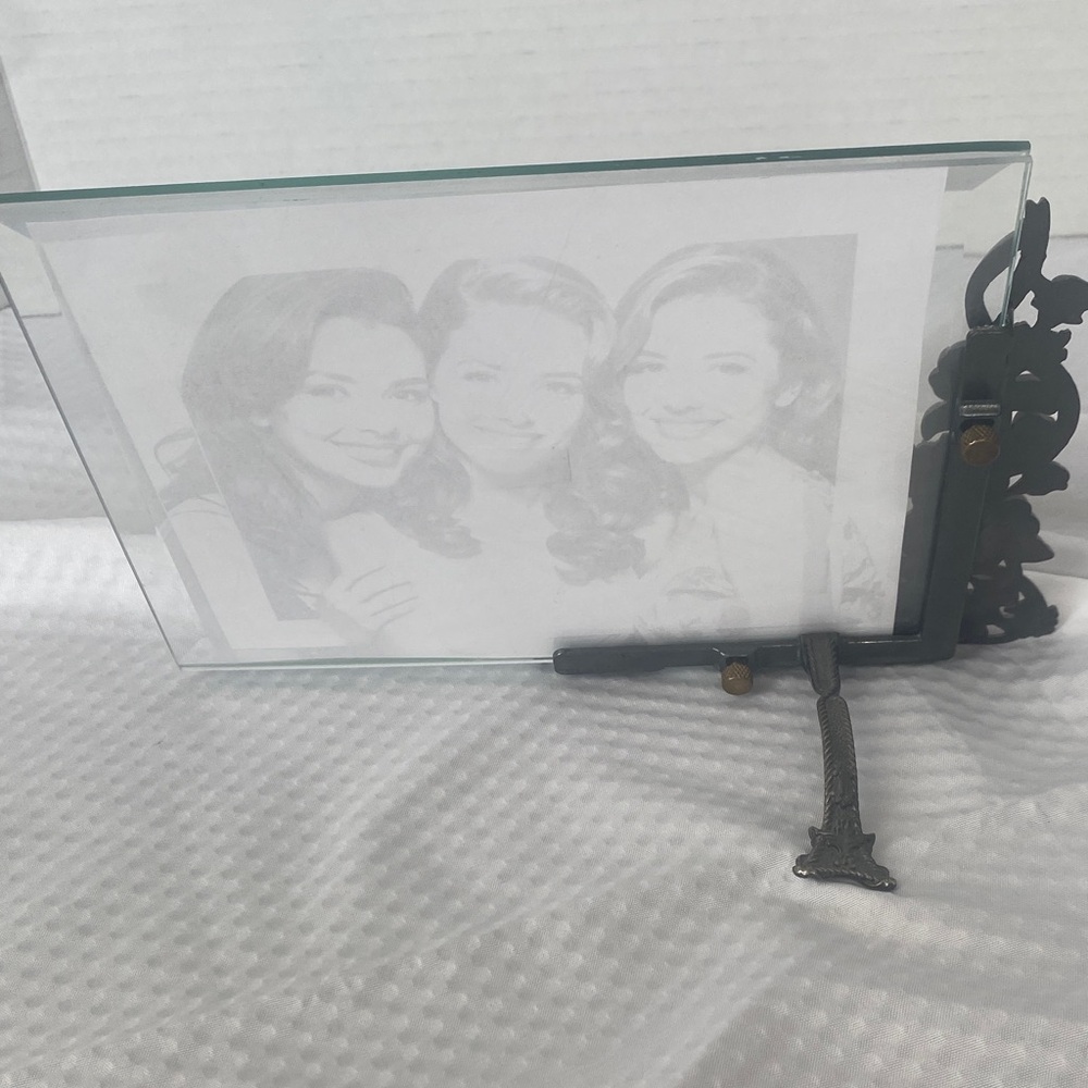 Silver Pewter Floral Double Glass Photo Frame - Picture 5 of 7